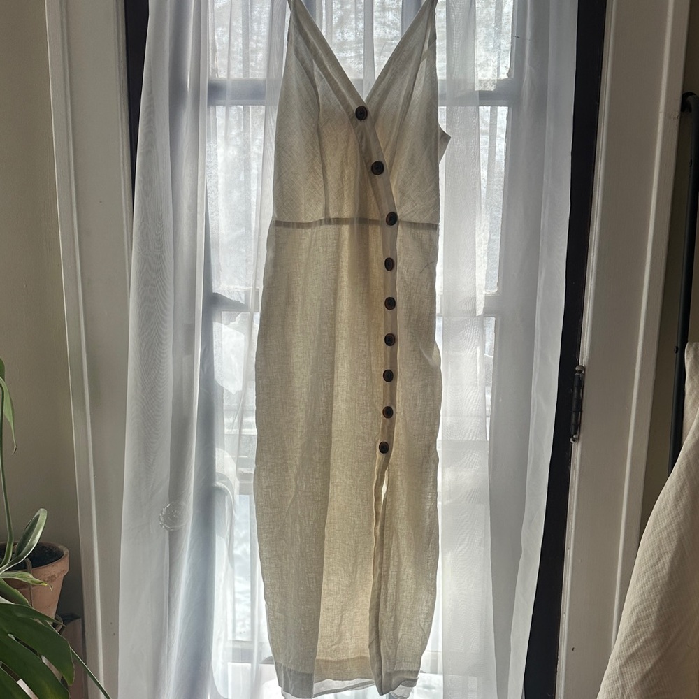 Urban Outfitters Cream Textured button front dress